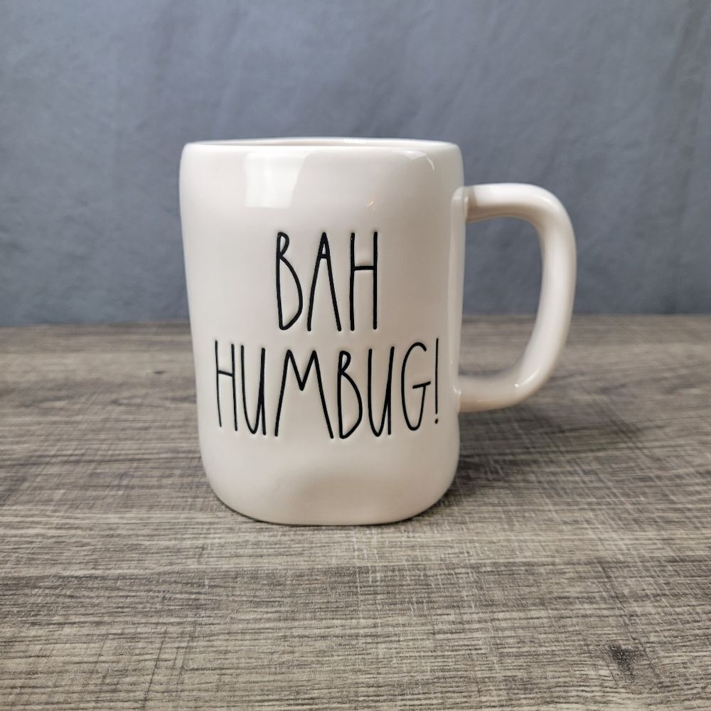 Rae Dunn Artisan‎ Collection Farmhouse White Ceramic Bah Humbug Christmas Mug
